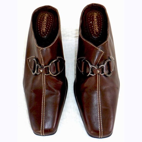 Flexisole buckled brown slide heeled mule - Picture 1 of 7